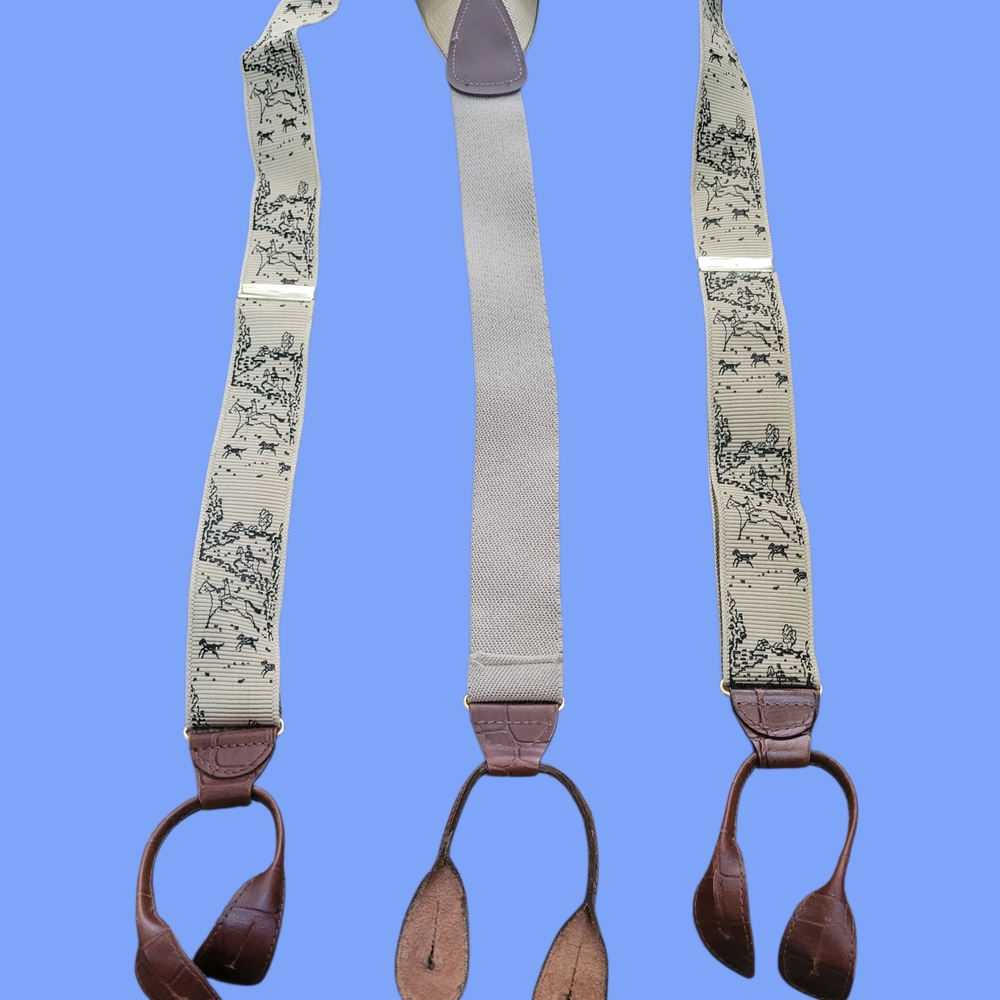 Men's Beige and Brown Suspenders